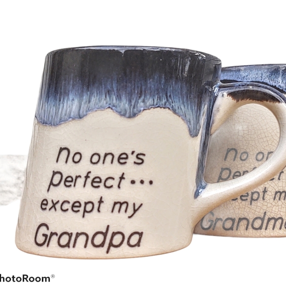 Vintage Slanted Crooked Coffee Mugs Grandma Grandpa - Picture 3 of 7
